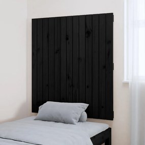 fekete tömör fenyőfa fali fejtámla 82,5x3x90 cm