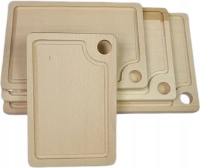 Vágódeszka Fa Téglalap Alakú, Horonnyal 4 Db-os Szett