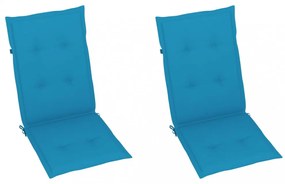 2 db kék szövet kerti magas háttámlájú székpárna 120x50x3 cm