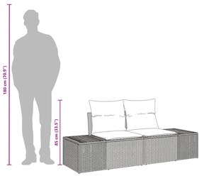 2 személyes kerti kanapé tárolóval és párnákkal Bézs poli rattan