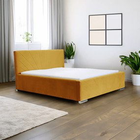Kárpitozott ágy tárolóval és LUKS matraccal Sárga 120x200 cm