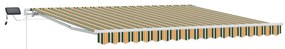 Kézi Behúzható Napernyő LED Zöld és Sárga 400x350 cm