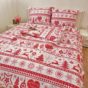 Pamut ágyneműk Karácsonyi ágyneműk Christmas piros TiaHome - 1x Párna 90x70cm, 1x Paplan 140x200cm