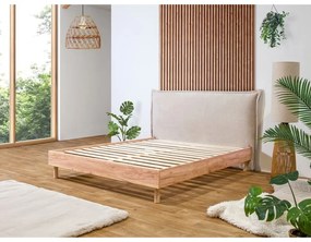 Bézs-natúr színű franciaágy ágyráccsal 180x200 cm Charlie – Bobochic Paris