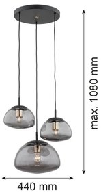 Argon 1493 - Csillár zsinóron TRINI 3xE27/15W/230V fekete