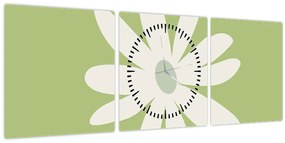 Kép - Hippik, zöld virágok N⁰2 (órával) (90x30 cm)