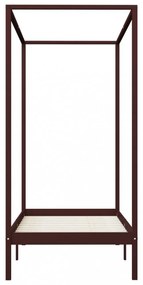 sötétbarna tömör fenyőfa baldachinos ágykeret 90 x 200 cm