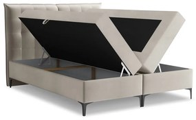 Szürkésbarna ágyneműtartós boxspring ágy 140x200 cm Mikana – Makamii