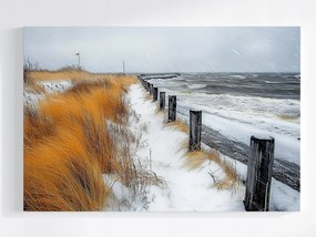 Poszter Téli Tengerpart Hó Tenger Hullåmok Vihar Nåd 120x80