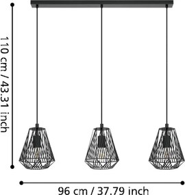 Eglo STYPE 43693 Függőlámpa 3x40W/E27 IP20