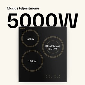 Klarstein Victoria üvegkerámia főzőlap, 3 zóna, Elegáns, időtálló, 5000 W, 45 cm