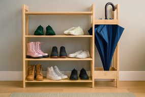 4 szintes bambusz polc kiegészítő oldalsó polccal 73,5 x 28 x 66 cm