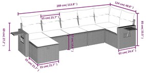 7 részes bézs polyrattan kerti ülőgarnitúra párnákkal