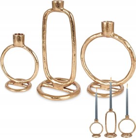 3x Gyertyatartó Fém arany hosszú gyertyatartó dekorációs asztal