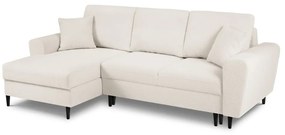 Bézs buklé kinyitható tárolóhelyes sarokkanapé (bal oldali-heverő résszel) Kyoto – Cosmopolitan Design