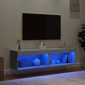 2 db betonszürke TV-szekrény LED-világítással 60 x 30 x 30 cm