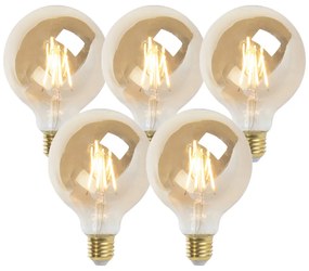 5 db E27-es szabályozható LED izzó G95 arany 5W 380lm 2200K készlet