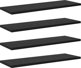 vidaXL Polcos könyvespolc 4 pcs Fekete 60 x 20 x 1,5 cm Faanyag