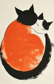 Poszter 53x81cm Yin és Yang macskák