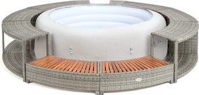 Lay-Z-Spa kör alakú rattan jakuzzi bútor, 200 cm, szürke