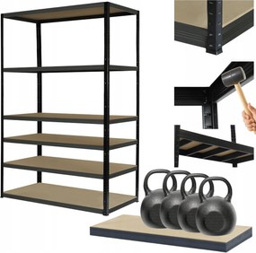 Fém könyvespolc Premium Black állvány Helios 213x90x50cm 6Px400kg 300TYS War