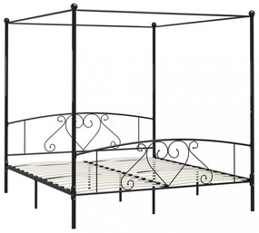 fekete fém baldachinos ágykeret 200 x 200 cm
