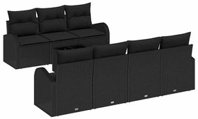 vidaXL Kerti Kanapé Szett Fekete 55 x 55 x 37 cm polirattan