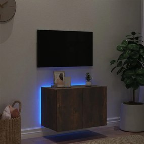 füstös tölgy színű fali TV-szekrény LED-ekkel 60x35x41 cm