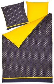 Sötétkék és sárga pamutszatén ágynemű-garnitúra 155 x 220 cm WALLINGFORD Beliani