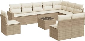 vidaXL 11 részes bézs polyrattan kerti ülőgarnitúra párnákkal