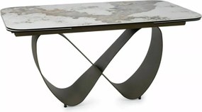Infinity bővíthető étkezőasztal kerámia fényes fehér/réz 160-240 cm