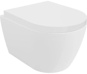 Mexen Carmen, falra akasztható wc csésze 490x365x340 mm, Perem nélküli Tornado + duroplast wc ülőke, fényes fehér, 30880200T