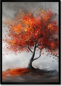 Poszter fekete keretben 50x70 Tűzszínes fa