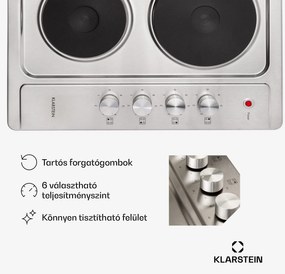 Klarstein Appetito 4, elektromos főzőlap, 5500 W, 4 főzőlap, 6 teljesítményfokozat, rozsdamentes acél