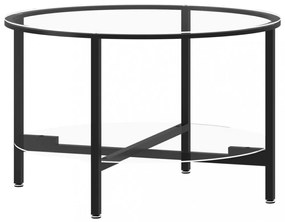 fekete-átlátszó edzett üveg dohányzóasztal 70 cm