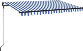 vidaXL kék és fehér kézzel kihúzható LED-es napellenző 450 x 300 cm
