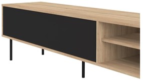 Fekete-natúr színű TV-állvány tölgyfa dekorral 165x40 cm Ampère – TemaHome