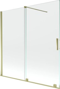 Mexen Velar, 2 szárnyas eltolható kádparaván 160 x 150 cm, 8mm átlátszó üveg, arany fényes profil, 896-160-000-01-50