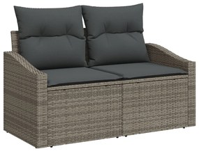 2-fős Kertisofa Tárolóval és Párnákkal Szürke Poly Rattan