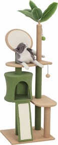 PawHut Macska Fa 139 cm Macska Kaparóoszlop Macska Barlanggal, Játék Labdával, Macska Kaparó Fa Szizál Kaparóoszlopokkal, 5 kg-ig Terjedő Macskák Szám