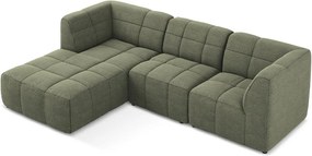 Zöld buklé sarokkanapé (bal oldali-heverő résszel) Aloha – Makamii