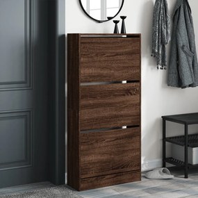 barna tölgyszínű szerelt fa cipőszekrény 60x 21 x 125,5 cm