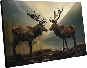 Vászonkép falra Tátra Hegyek Panoráma szarvasok a Tátrában 120x60 w4