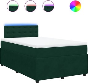 vidaXL sötétzöld bársony rugós ágy matraccal 120 x 200 cm