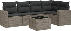 vidaXL 6 részes szürke polyrattan kerti ülőgarnitúra párnákkal