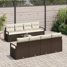 9 részes kerti kanapé szett párnákkal Barna Poli Rattan, 2 fős kerti kanapé párnákkal Barna Poli Rattan