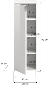 Project X 1 ajtós kisszekrény matt fehér