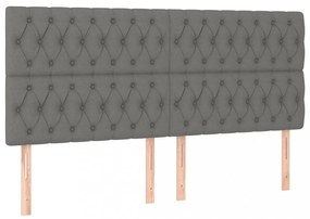 sötétszürke szövet LED-es fejtámla 200x7x118/128 cm