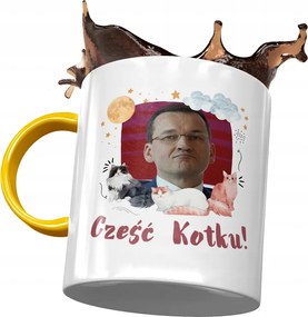 Sárga bögre Mateusz Morawiecki Premier Ajándék Nyomtatott Fotóval