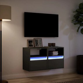2 db fekete fali TV-szekrény LED-világítással 41x31x45 cm